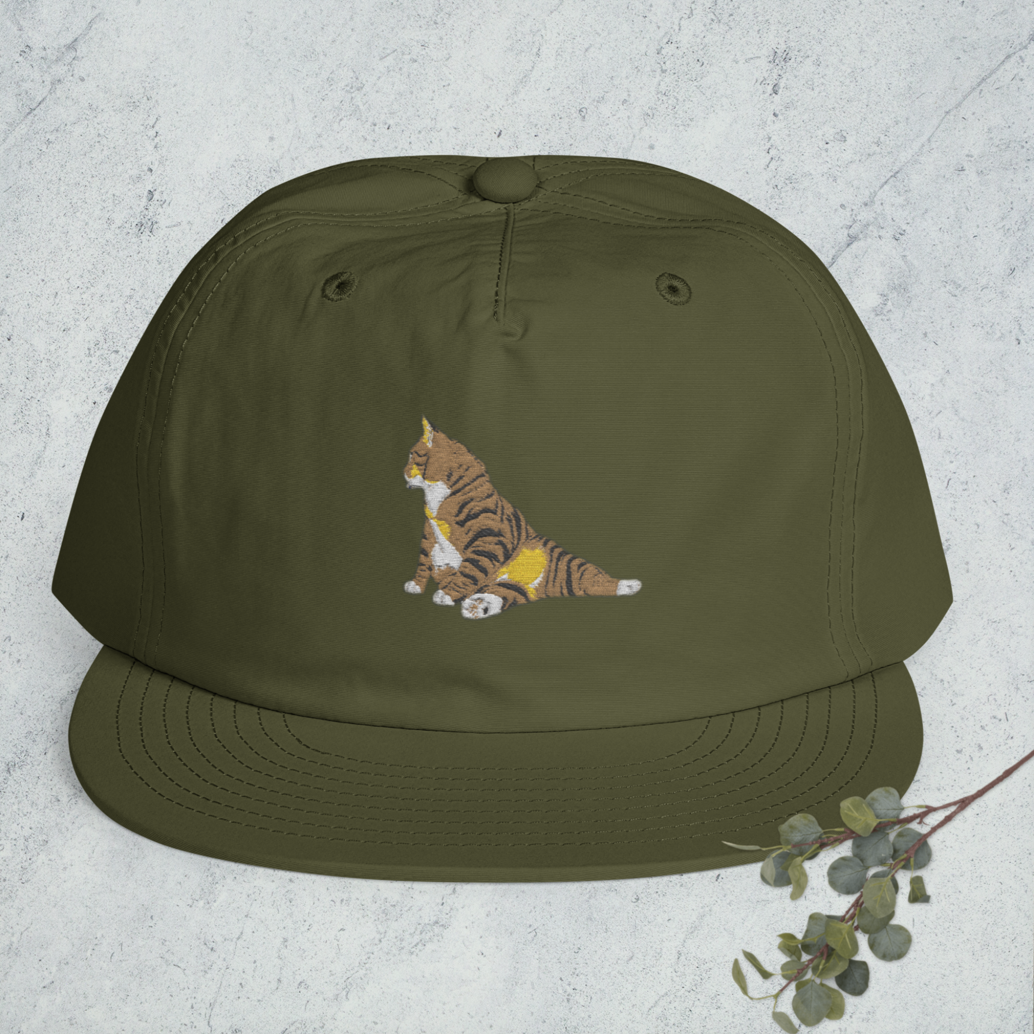 Yoga Cat Faux Embroidery Nylon Surf Hat