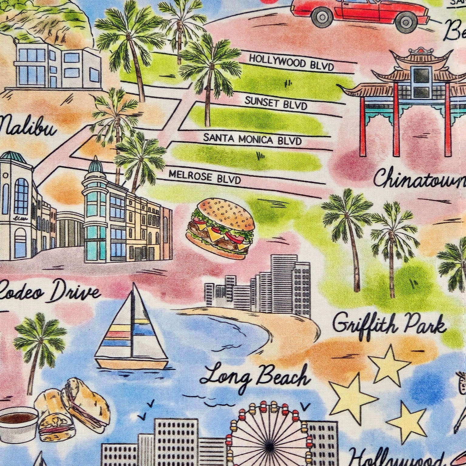 Cocktail Napkins - 100% Cotton - Set of 6 - Los Angeles