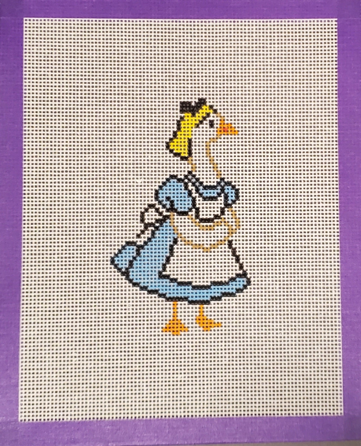 Literary Alice goose needlepoint hand painted canvas for book lovers