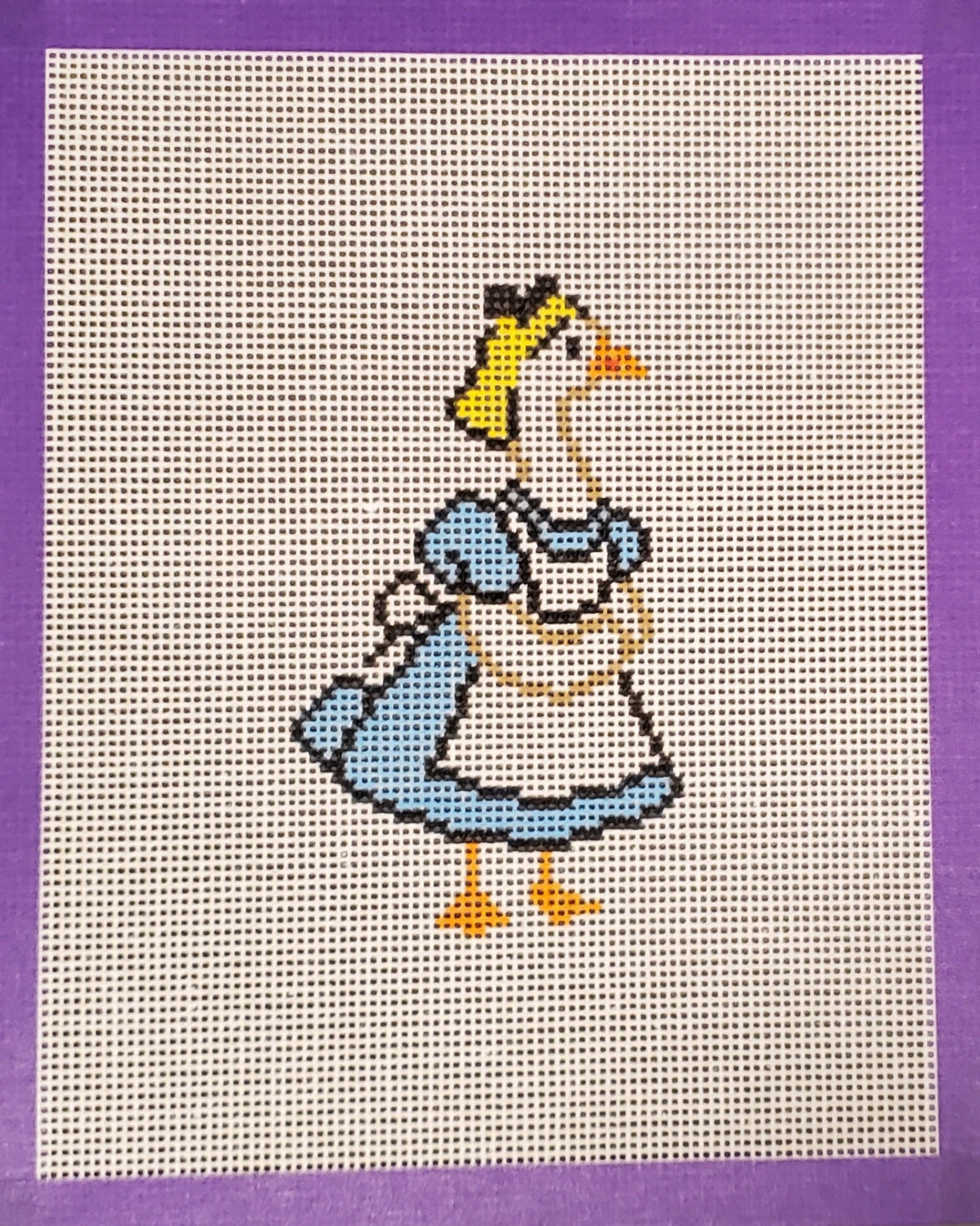 Literary Alice goose needlepoint hand painted canvas for book lovers