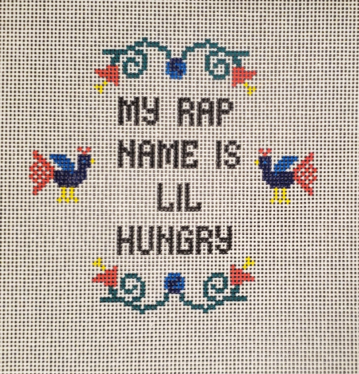 Funny Needlepoint canvas My Rap Name is Lil Hungry hand painted