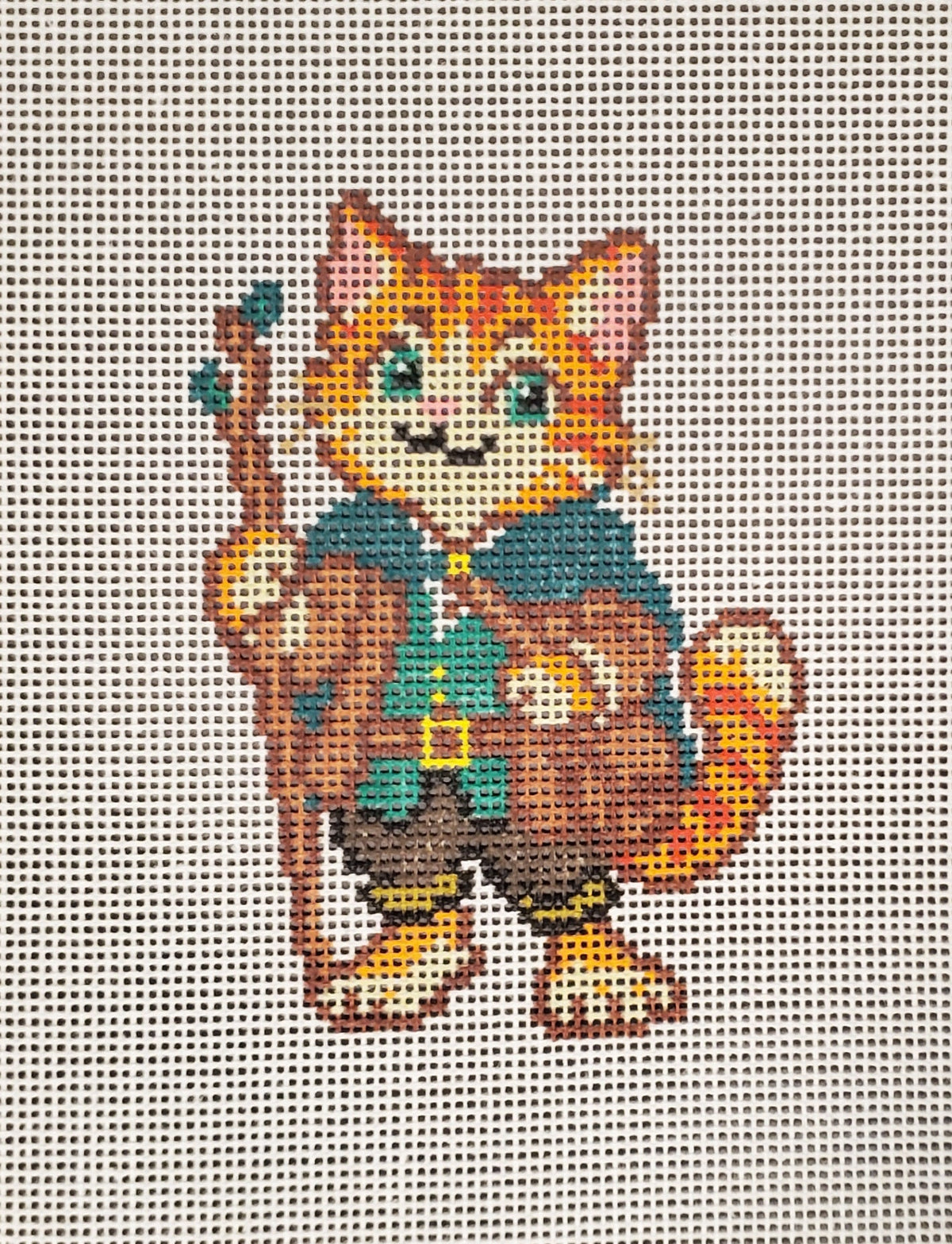 Adventure Kitty Cat needlepoint canvas hand painted
