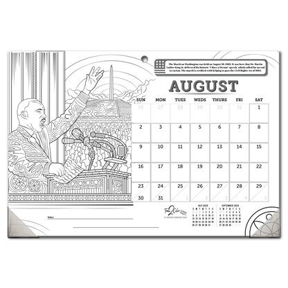 2027 Great Events in American History 19”x 13” Home Edition Desk Blotter/Wall Coloring Calendar