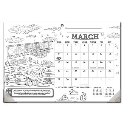 2027 Great Events in American History 19”x 13” Home Edition Desk Blotter/Wall Coloring Calendar