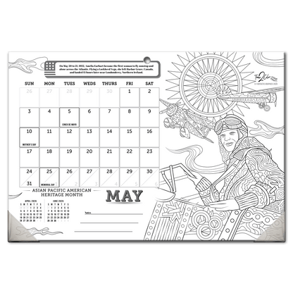 2027 Great Events in American History 19”x 13” Home Edition Desk Blotter/Wall Coloring Calendar