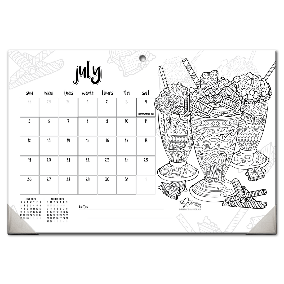 2027 Favorite Foods 19” x 13” Home Edition Desk Blotter/Wall Coloring Calendar