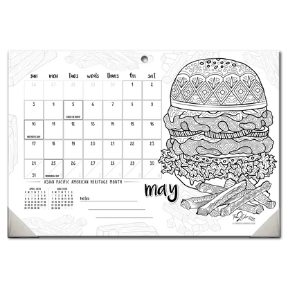 2027 Favorite Foods 19” x 13” Home Edition Desk Blotter/Wall Coloring Calendar