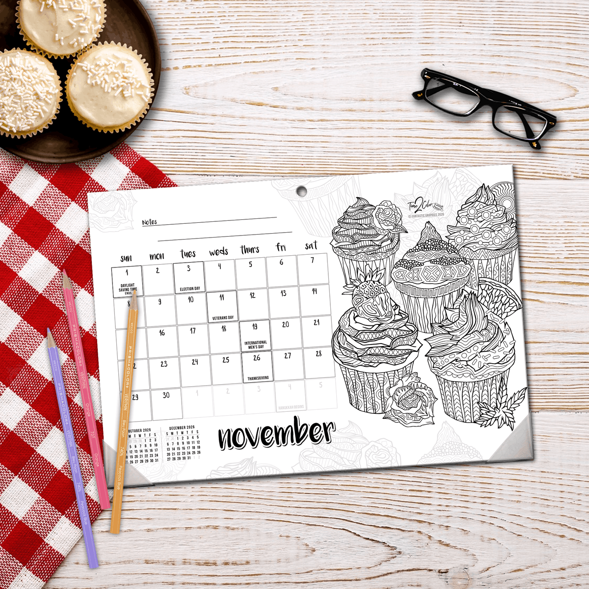 2027 Favorite Foods 19” x 13” Home Edition Desk Blotter/Wall Coloring Calendar