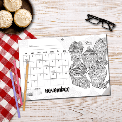 2027 Favorite Foods 19” x 13” Home Edition Desk Blotter/Wall Coloring Calendar