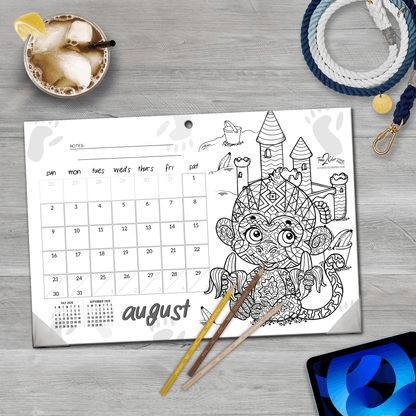 2027 Furry Friends 19” x 13” Home Edition Desk Blotter/Wall Coloring Calendar
