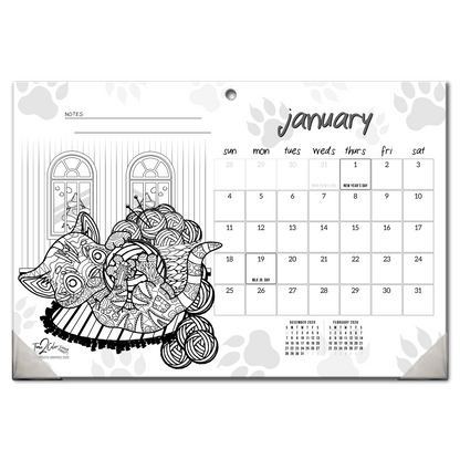 2027 Furry Friends 19” x 13” Home Edition Desk Blotter/Wall Coloring Calendar