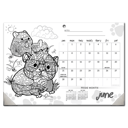 2027 Furry Friends 19” x 13” Home Edition Desk Blotter/Wall Coloring Calendar