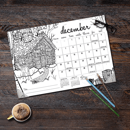2027 Seasons 19” x 13” Home Edition Desk Blotter/Wall Coloring Calendar