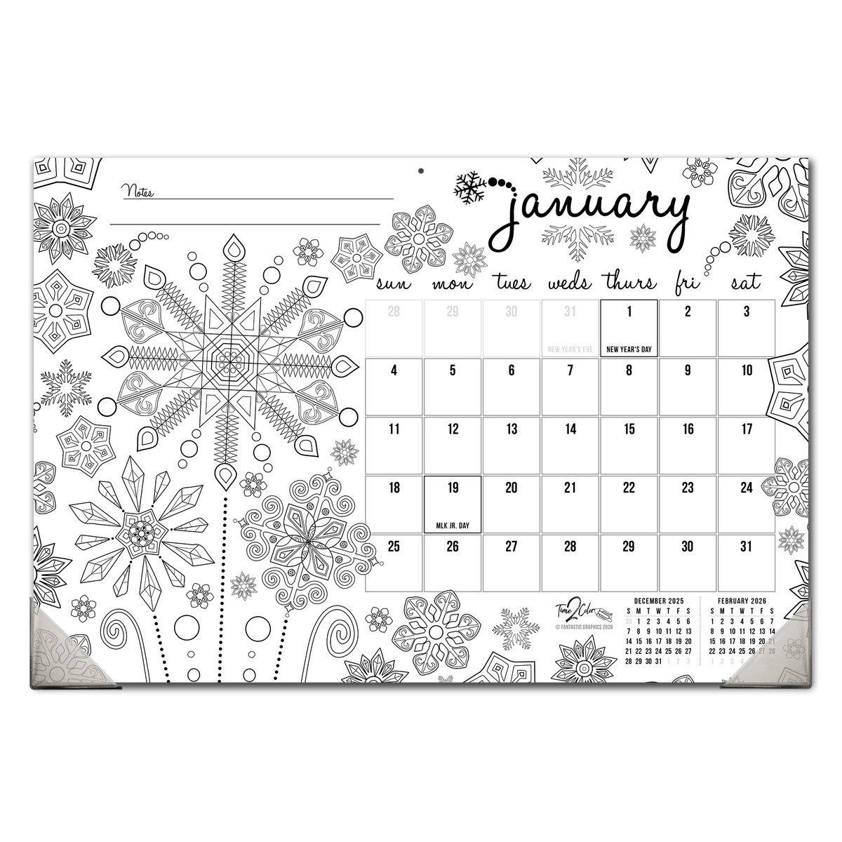 2027 Seasons 19” x 13” Home Edition Desk Blotter/Wall Coloring Calendar