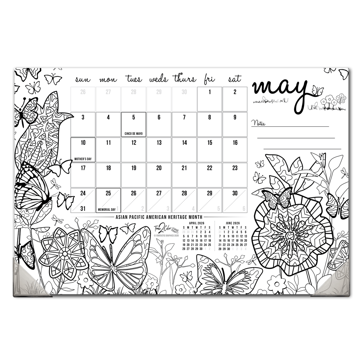 2027 Seasons 19” x 13” Home Edition Desk Blotter/Wall Coloring Calendar