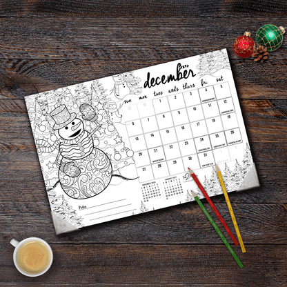 2027 “Christmas” Holiday 19” x 13” Home Edition Desk Blotter/Wall Coloring Calendar