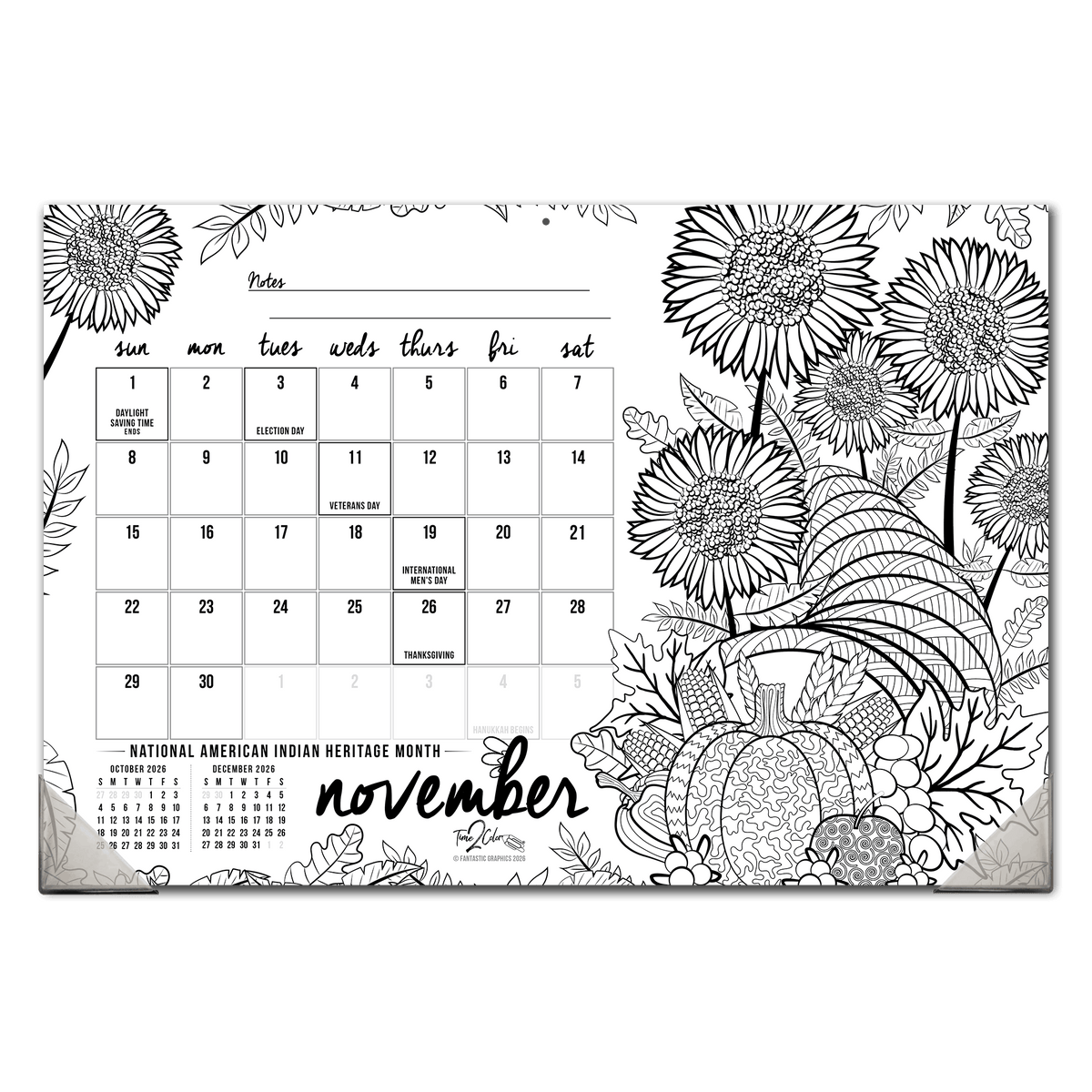 2027 “Christmas” Holiday 19” x 13” Home Edition Desk Blotter/Wall Coloring Calendar