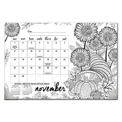 2027 “Christmas” Holiday 19” x 13” Home Edition Desk Blotter/Wall Coloring Calendar