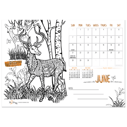2027 Nature Standing Lucite Desktop Coloring Calendar (8.5” x 6”)