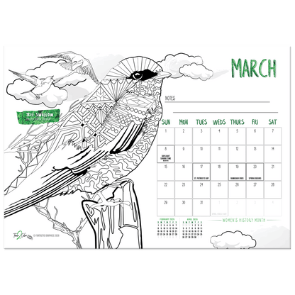 2027 Nature Standing Lucite Desktop Coloring Calendar (8.5” x 6”)