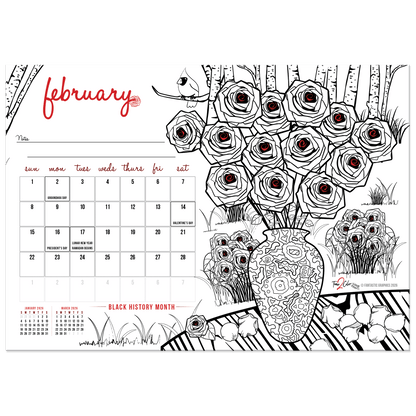 2027 Seasons Standing Lucite Desktop Coloring Calendar (8.5” x 6”)
