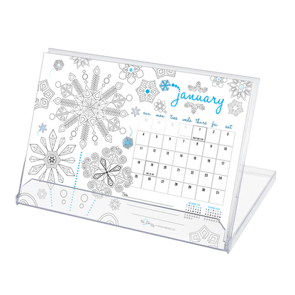 2027 Seasons Standing Lucite Desktop Coloring Calendar (8.5” x 6”)