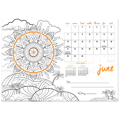 2027 Seasons Standing Lucite Desktop Coloring Calendar (8.5” x 6”)