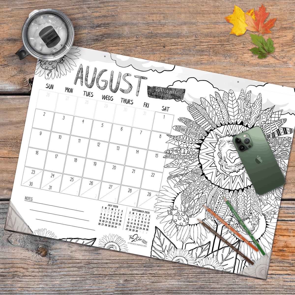 2027 Nature 22” x 16” Office Edition Desk Blotter/Wall Coloring Calendar