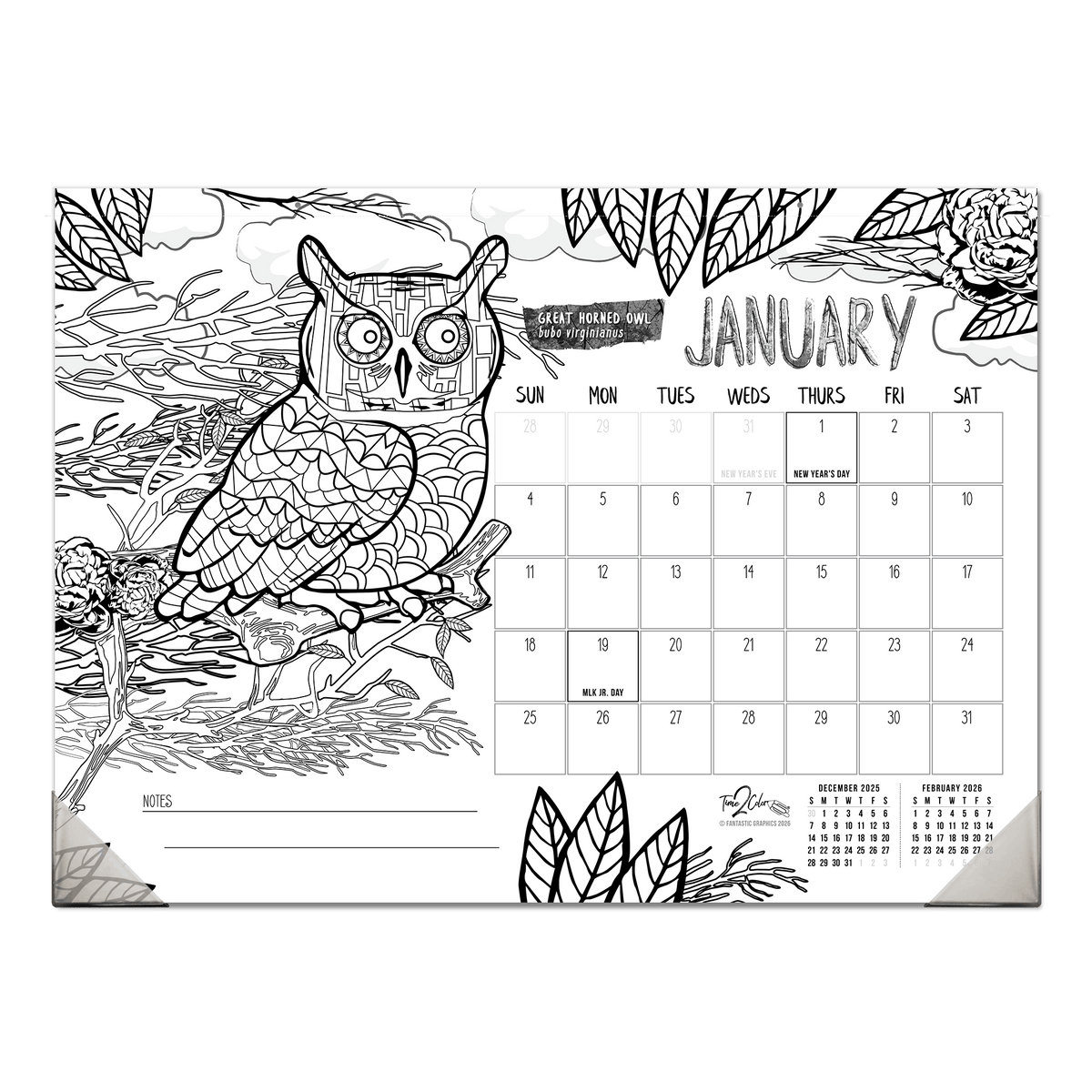 2027 Nature 22” x 16” Office Edition Desk Blotter/Wall Coloring Calendar