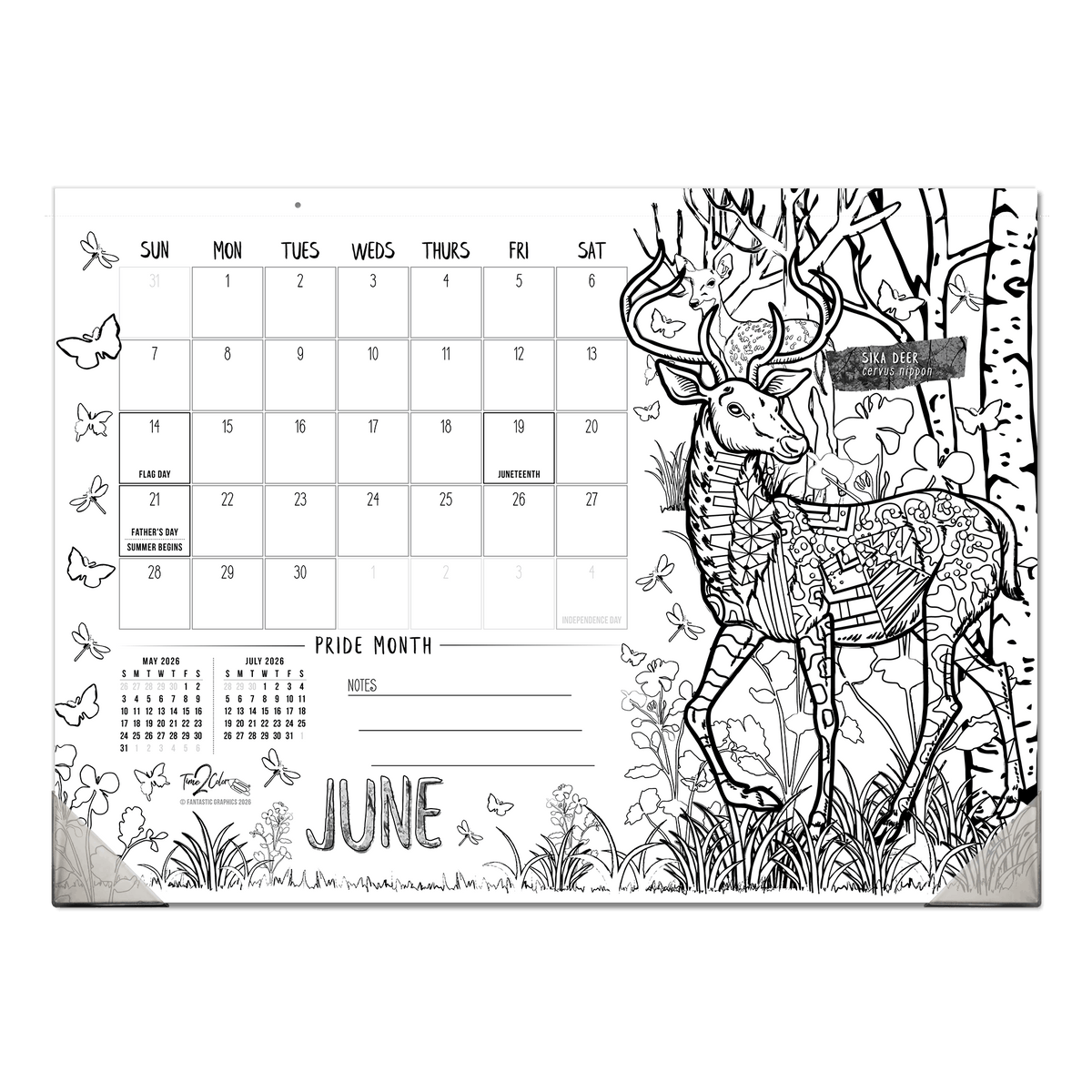 2027 Nature 22” x 16” Office Edition Desk Blotter/Wall Coloring Calendar