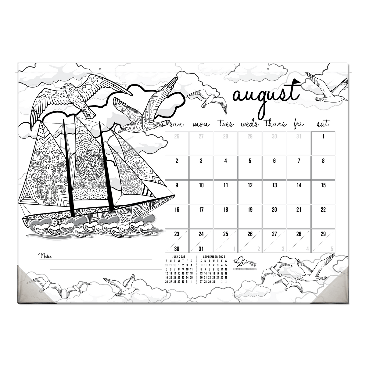 2027 Seasons 22” x 16” Office Edition Desk Blotter/Wall Coloring Calendar