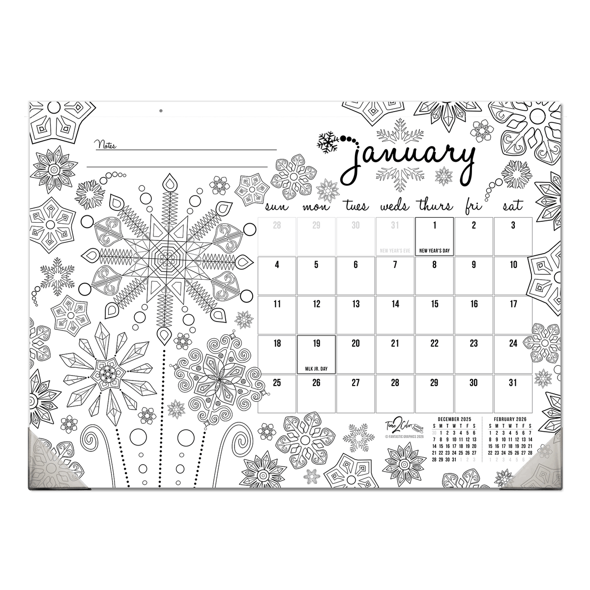 2027 Seasons 22” x 16” Office Edition Desk Blotter/Wall Coloring Calendar