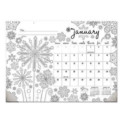2027 Seasons 22” x 16” Office Edition Desk Blotter/Wall Coloring Calendar