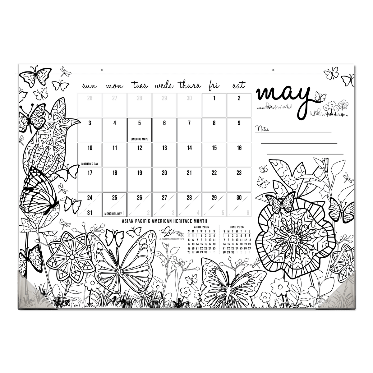 2027 Seasons 22” x 16” Office Edition Desk Blotter/Wall Coloring Calendar