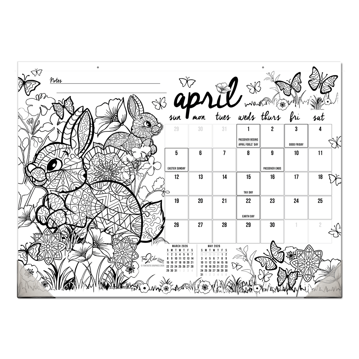 2027 “Christmas” Holiday 22” x 16” Office Edition Desk Blotter/Wall Coloring Calendar