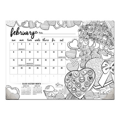 2027 “Christmas” Holiday 22” x 16” Office Edition Desk Blotter/Wall Coloring Calendar