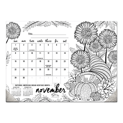 2027 “Christmas” Holiday 22” x 16” Office Edition Desk Blotter/Wall Coloring Calendar