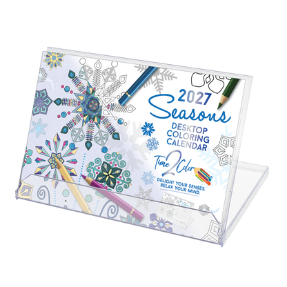 2027 Seasons Standing Lucite Desktop Coloring Calendar (8.5” x 6”)