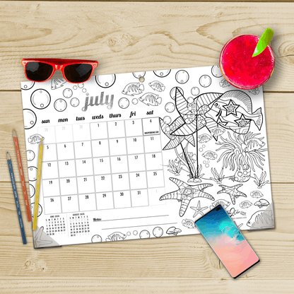 2027 Tropical Fish 19” x 13” Home Edition Desk Blotter/Wall Coloring Calendar