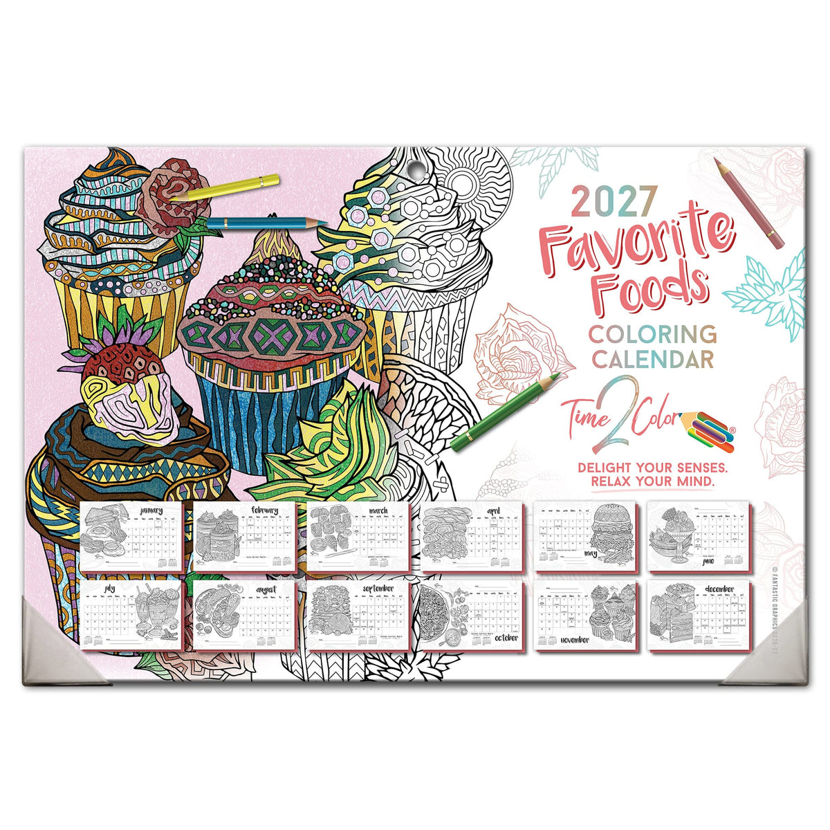 2027 Favorite Foods 19” x 13” Home Edition Desk Blotter/Wall Coloring Calendar
