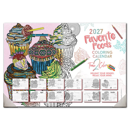 2027 Favorite Foods 19” x 13” Home Edition Desk Blotter/Wall Coloring Calendar