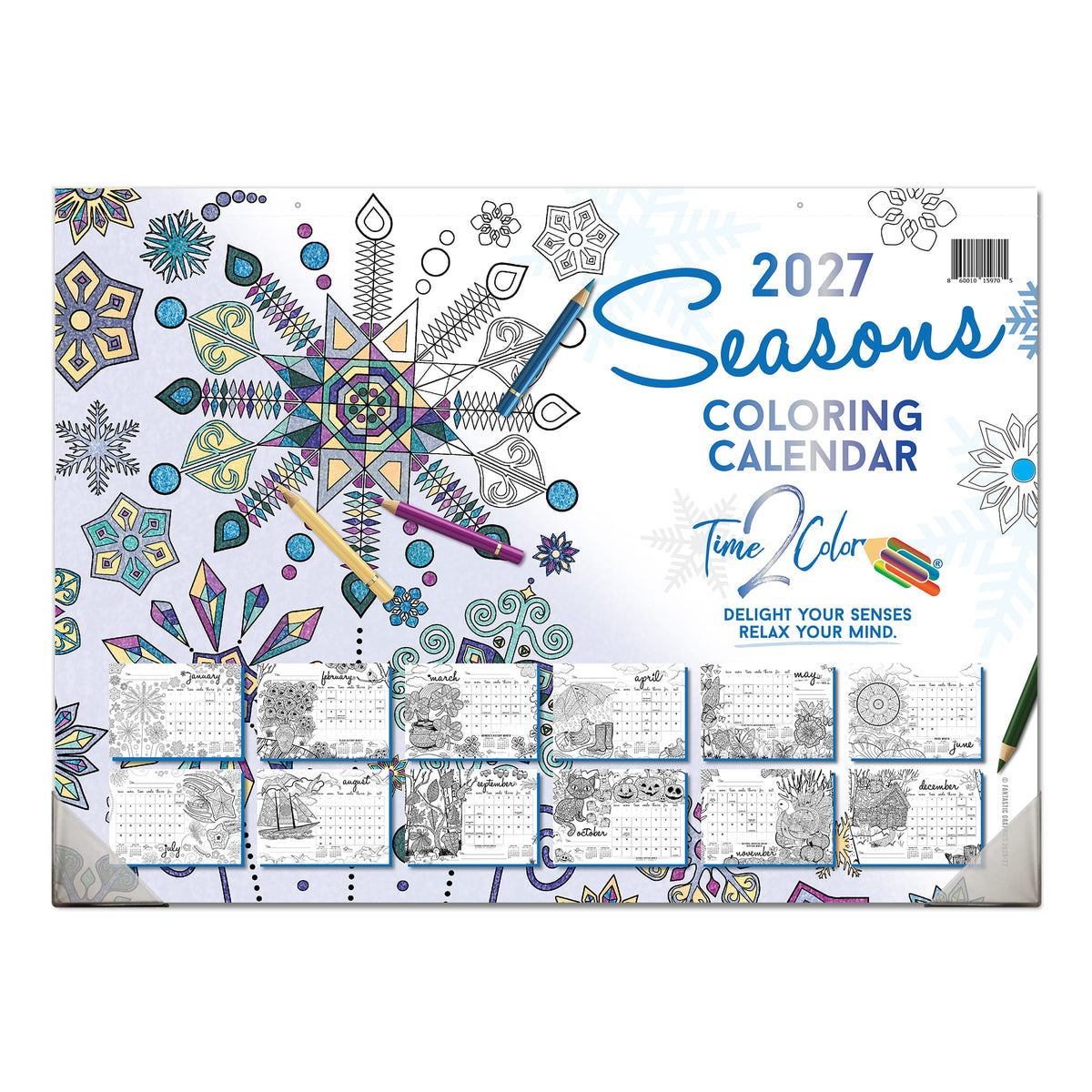 2027 Seasons 22” x 16” Office Edition Desk Blotter/Wall Coloring Calendar