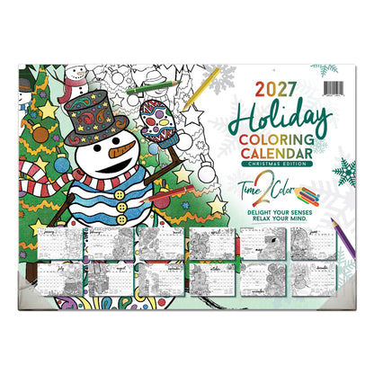 2027 “Christmas” Holiday 22” x 16” Office Edition Desk Blotter/Wall Coloring Calendar