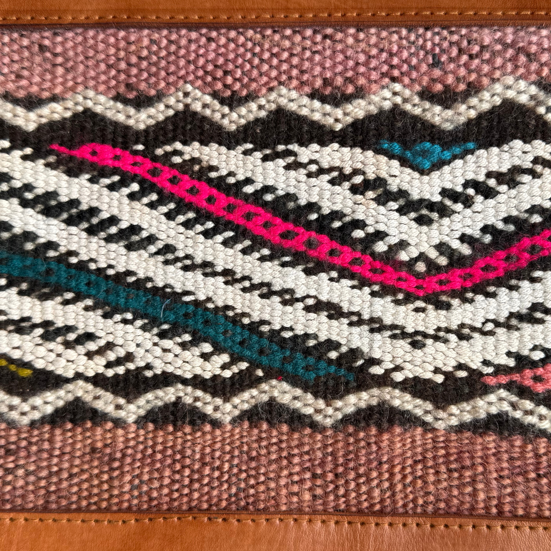 Leather &amp; Kilim Crossbody Bag – Handmade in Morocco from Full-Grain Vegetable-Tanned Leather