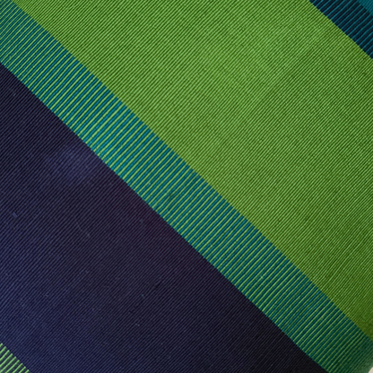 Handwoven Color Block &amp; Hemp Pillow - Navy &amp; Green
