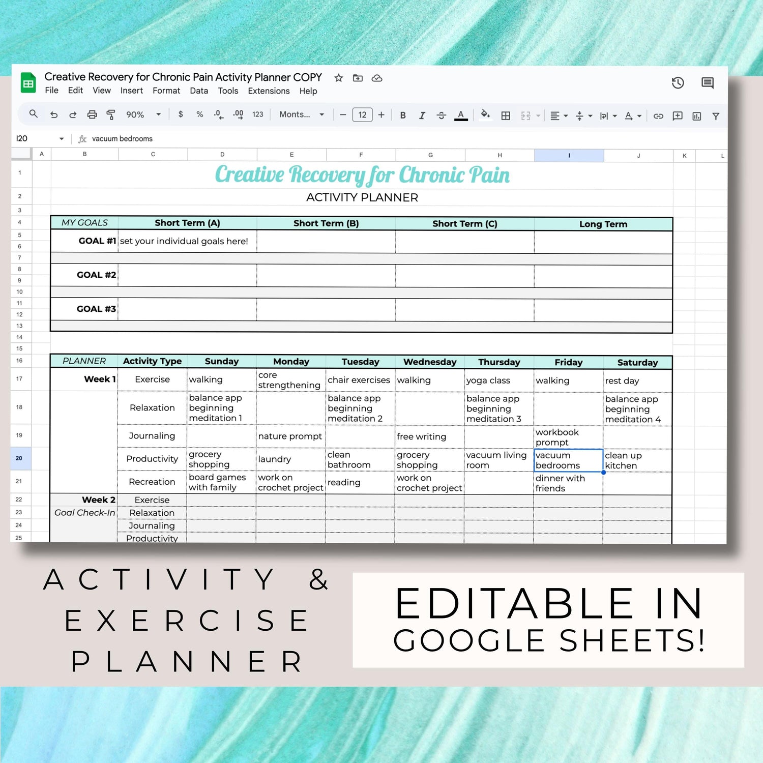 Chronic Pain Recovery Kit | Workbook, Affirmations, Planner (Digital Download Bundle)