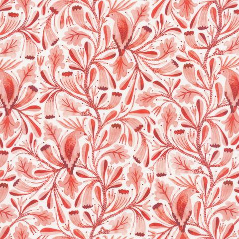 Red Xanthia Birds &amp; Branches Organic Quilting Cotton Fat Quarters