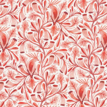 Red Xanthia Birds &amp; Branches Organic Quilting Cotton Fat Quarters