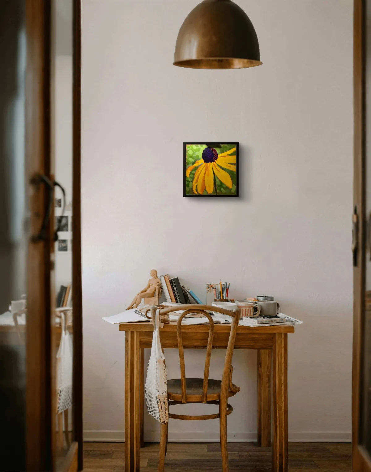 Black-eyed Susan acrylic painting 12x12 framed
