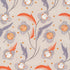 off white background with gray and orange flower detail. flowers are stylized and smiling.